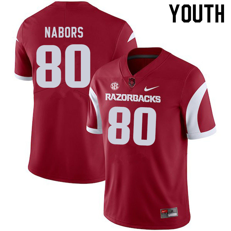 Youth #80 Brett Nabors Arkansas Razorbacks College Football Jerseys Sale-Cardinal